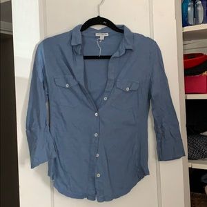 James Perse Standard blue cotton button down